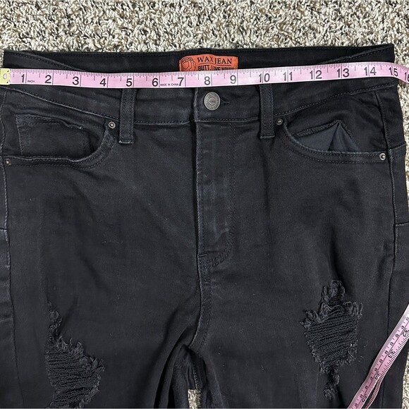 Wax Jean Women’s Size 14 Butt I Love You Stretch Distressed Black Stretch Skinny - Picture 10 of 11